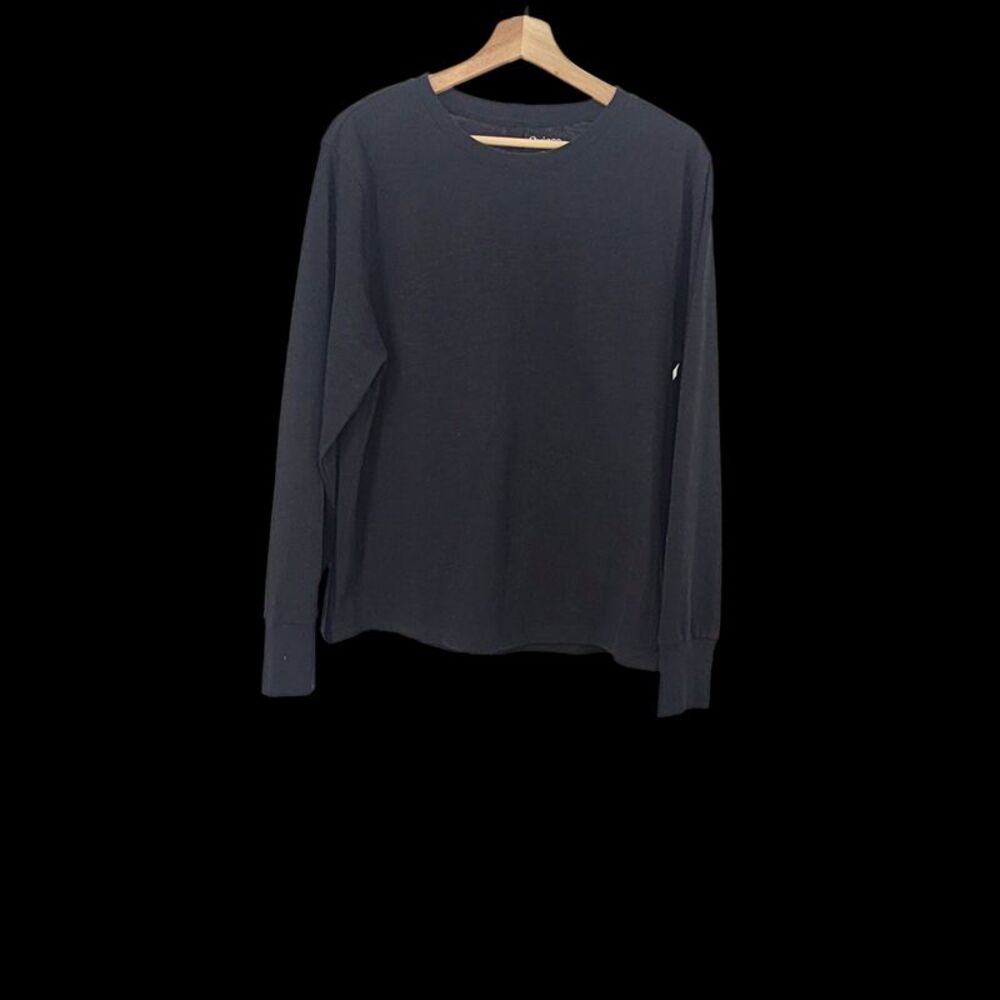 Quince Women Everyday Fleece Crew Black Sleeved Top XL
